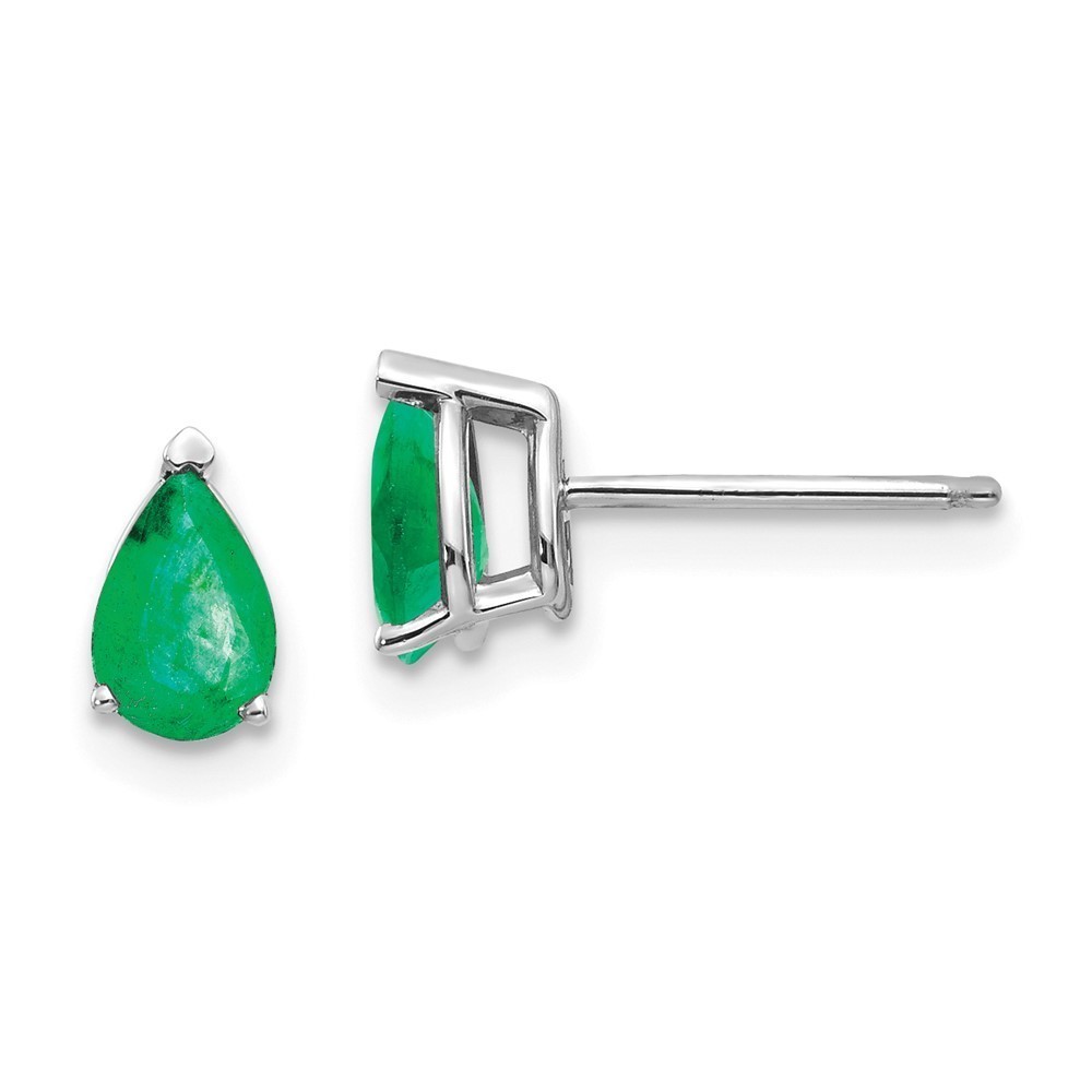 Million Charms 14k White Gold Green Emerald Earrings